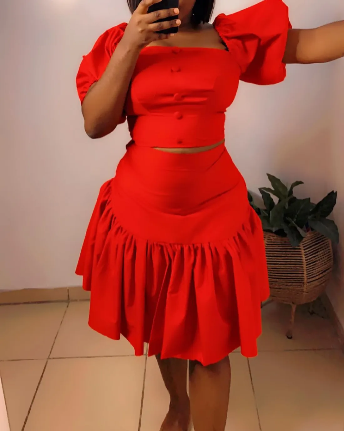 A bright red dress